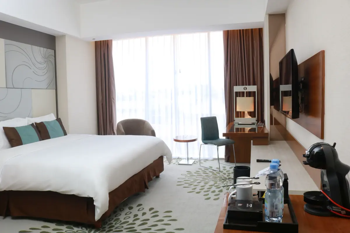 Comfortable air-conditioned hotel room prepared for a restful stay