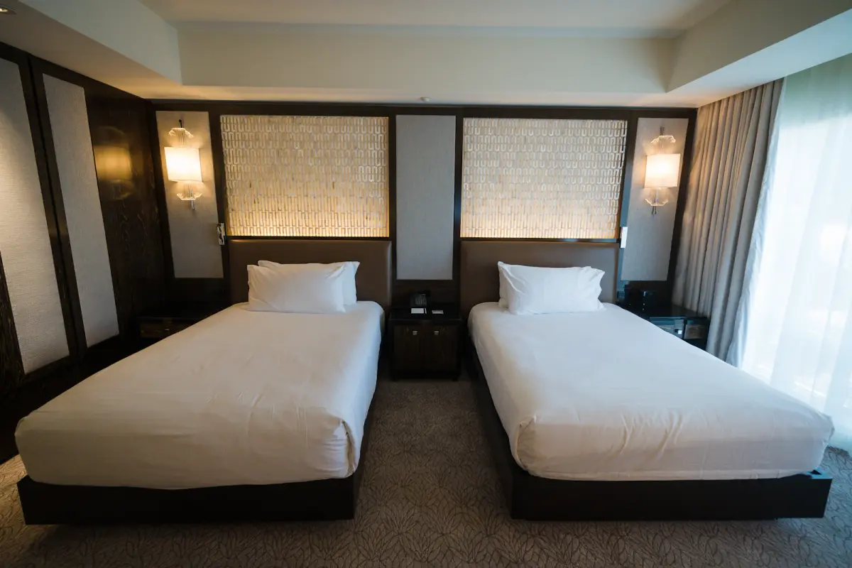 Clean hotel room prepared for a family stay